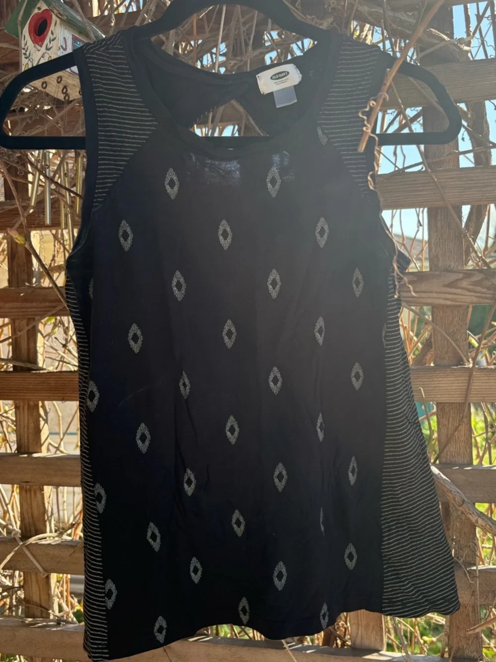 Old Navy Black Sleeveless Tank with Silver Stripe Accents - Picture 1 of 3